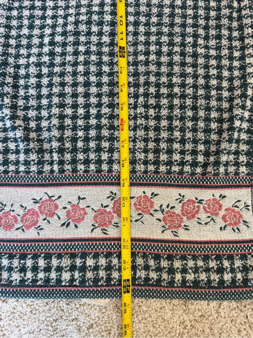 Vintage Priority by Santens 3 Pc Towel Set Rose Floral Houndstooth 80’s